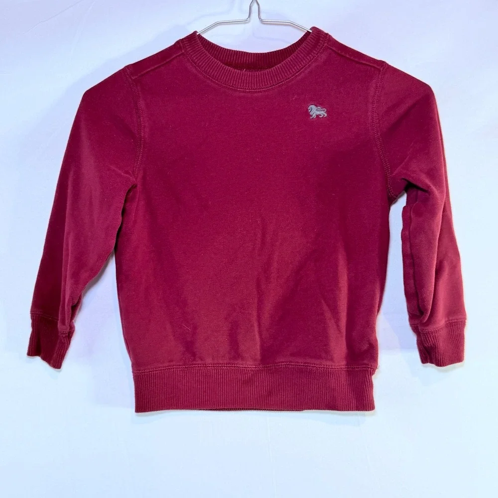 Old‎ Navy Kids Burgundy Crewneck Sweatshirt Lion Logo Pullover Maroon 5T